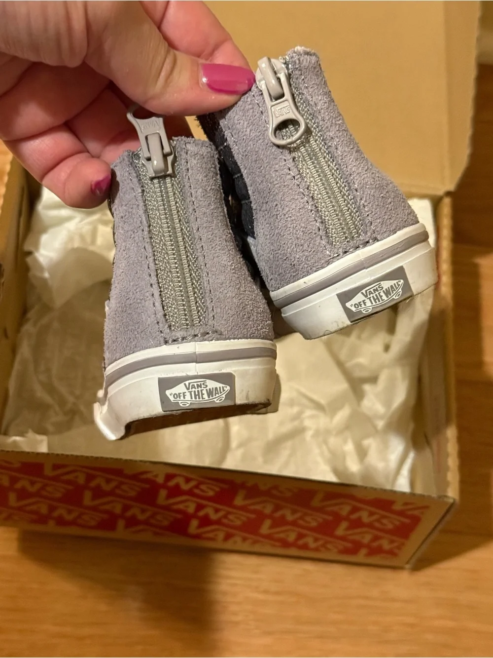 Vans Toddler High-Top Glitter Sneakers in Gray and White